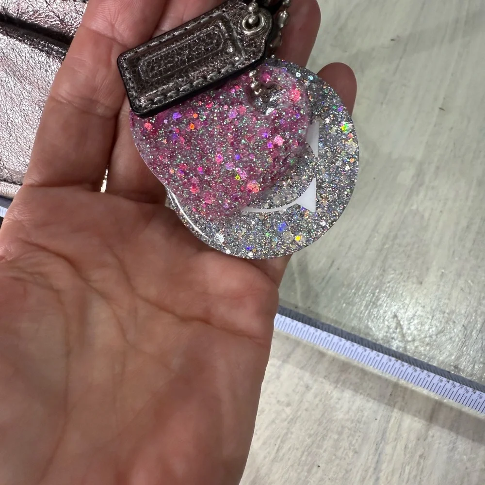 Coach Poppy Pink Metallic Double Button Leather Crossbody